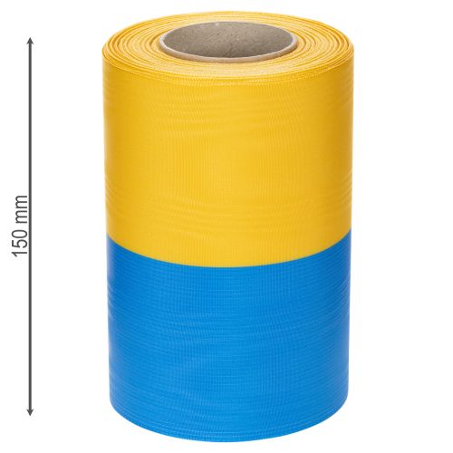 kohteita Moiré-seppelenauhat 150 mm sinisenä ja keltaisena - ensiluokkainen suru- ja koristenauha juhliin, rusettinauha