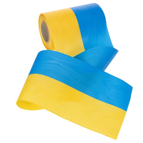 kohteita Moiré-seppelenauhat 150 mm sinisenä ja keltaisena - ensiluokkainen suru- ja koristenauha juhliin, rusettinauha