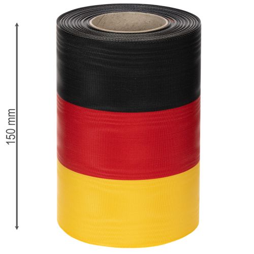 kohteita Moiré-seppelenauhat 150 mm musta-puna-kulta ranskalaisella moiré-efektillä, 25 m rulla koristeluun ja hautajaisiin