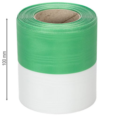 kohteita Vihreä ja valkoinen moiré-seppelenauha, 100 mm x 25 m - kansallisnauha, taftireunus, rusettinauha, koristenauha