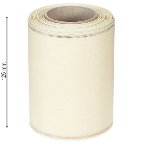 kohteita Kermanvärinen kranssinauha kultareunalla, supersatiinia, 125 mm leveä, 25 m pitkä - Vedenkestävä, ihanteellinen tietokoneella tulostukseen ja ympäristöystävällinen