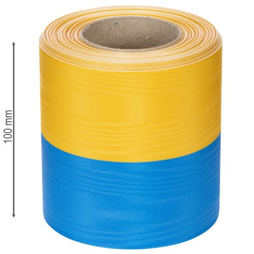 kohteita Sini-keltainen moaré-seppelenauha, 100 mm, kansallisnauha, klubinauha, koristenauha, juhlava surunauha, asetaatti
