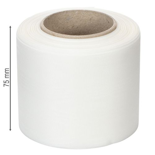 kohteita Valkoinen kranssinauha, korkealaatuinen, 75 mm x 25 m - koristenauha kukkakauppoihin ja hautajaisiin, ihanteellinen painatukseen.