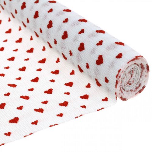 kohteita Kreppipaperi sydämillä Kukkakauppiaan kreppi äitienpäivä punainen, valkoinen 50×250cm