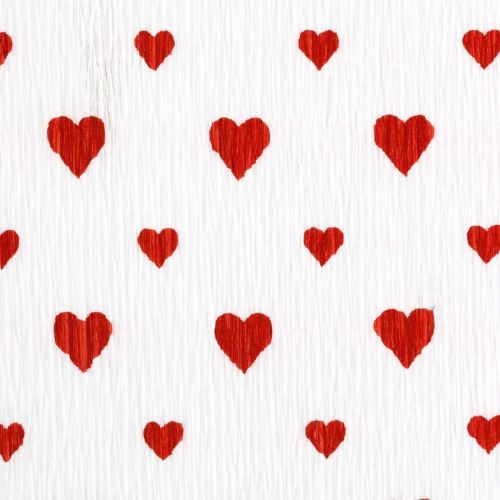 kohteita Kreppipaperi sydämillä Kukkakauppiaan kreppi äitienpäivä punainen, valkoinen 50×250cm