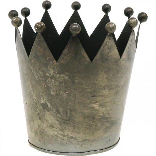 kohteita Deco-kruunu antiikin näköinen harmaa metallipöytäkoristelu Ø15cm H15cm