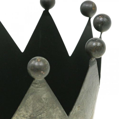 kohteita Deco-kruunu antiikkisen näköinen harmaa metallipöytäkoristelu Ø12,5cm H12cm