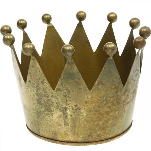 kohteita Deco-kruunu antiikkimessingin näköinen metallinen pöytäkoriste Ø14cm K9cm