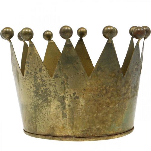 Floristik24 Deco-kruunu antiikkimessingin näköinen metallinen pöytäkoriste Ø14cm K9cm