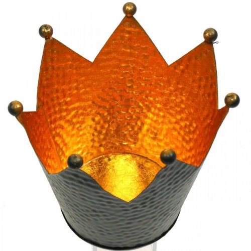 kohteita Kynttilänjalka kruunu musta kultainen pöytäkoriste metalli H13,5cm