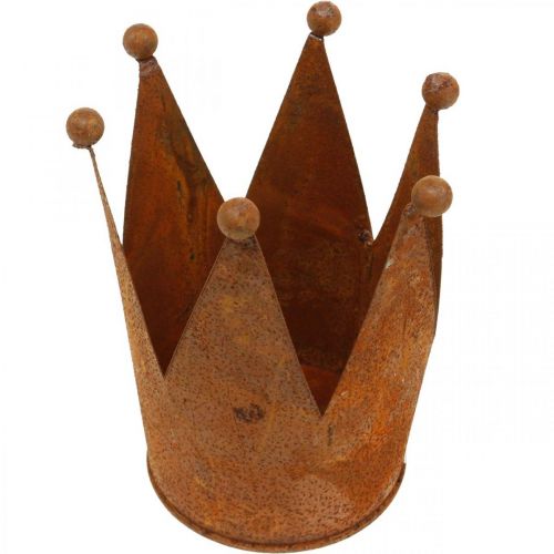 Floristik24 Kruunu metalliruostekoristeesta patinan istutukseen Ø10,5cm K13,5cm