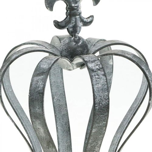 Floristik24 Koristekruunu, pöytäkoristeet, metallikoristeet hopea, pesty valkoinen K16cm Ø11cm