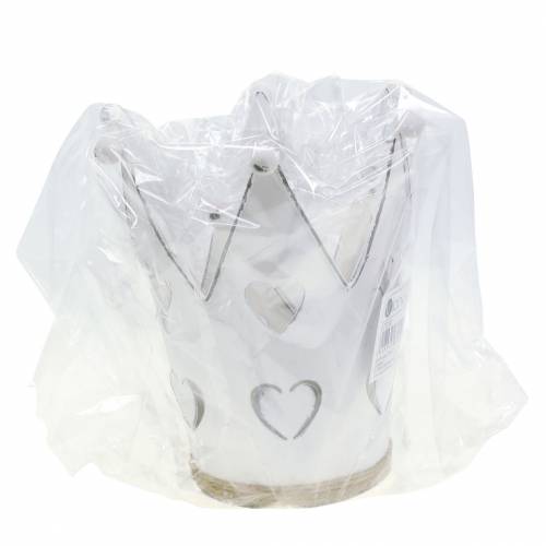 Floristik24 Sinkkiruukun sydämet pesty valkoiseksi Ø12/14cm 2kpl