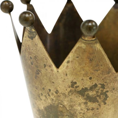 Floristik24 Kruunun kynttilänjalka metallinen antiikki messinki look Ø12.5cm K11.5cm