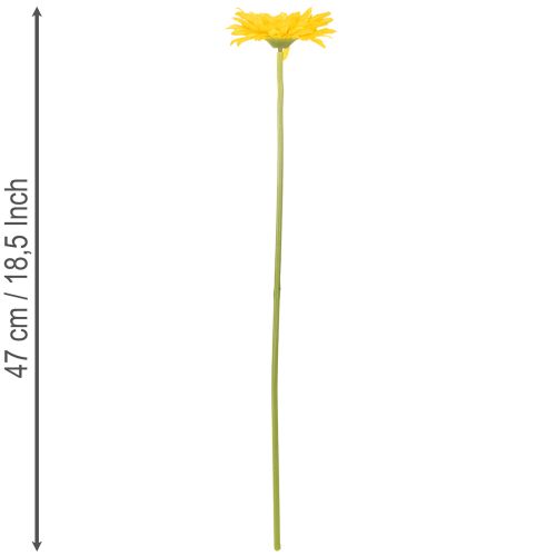 Keinotekoiset Gerbera-kukat, Aurinkokeltaiset, Puutarhakukka, 47 cm, 6 kpl | Floristik24.fi