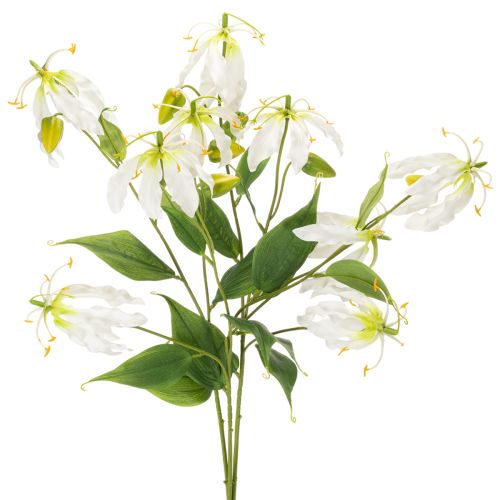 Tekokukka Gloriosa, valkoinen ja keltainen, elegantti kukkiva oksa koristeeksi, 80 cm, 3 kpl | Floristik24.fi