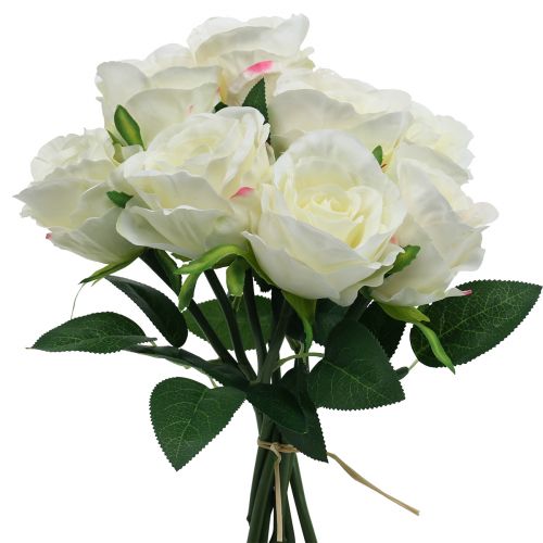 Floristik24 Keinotekoisia ruusuja nippuna valkoinen 30cm 8kpl