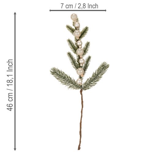 Tekokuusenoksa ja valkoiset minikuusenpallot, 46 cm, 2 kpl | Floristik24.fi