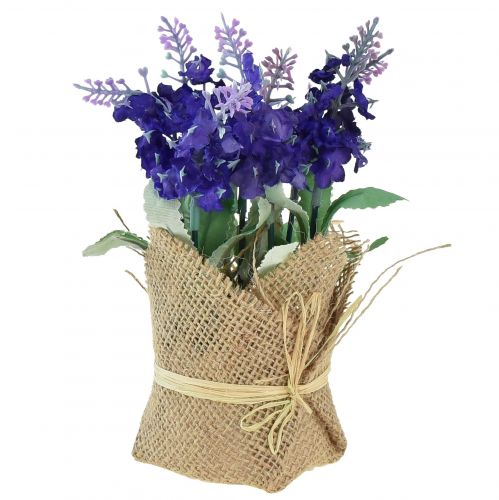 Floristik24 Keinotekoinen laventeli tekokukka laventeli juuttipussissa valkoinen/violetti/sininen 17cm 5kpl