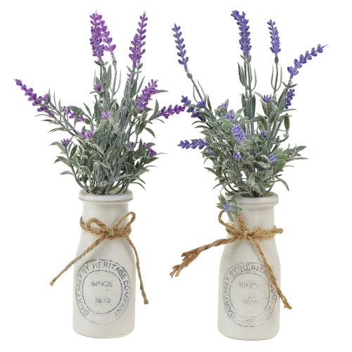 Floristik24 Keinotekoinen laventeli tekokasvi laventeli maitopullossa 32cm 2kpl
