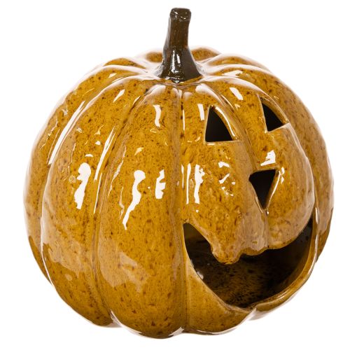 Keraaminen kurpitsa kasvoilla, LED-koriste, Halloween, 19 cm