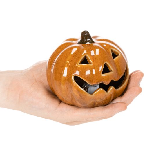Keraaminen kurpitsa LED Halloween-koriste pieni 10 cm | Floristik24.fi