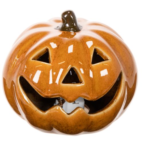 Keraaminen kurpitsa LED Halloween-koriste pieni 10 cm | Floristik24.fi