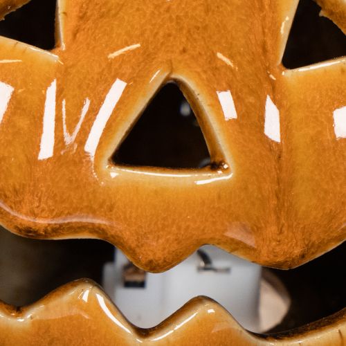 Keraaminen kurpitsa LED Halloween-koriste pieni 10 cm | Floristik24.fi