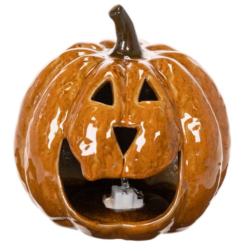 Keraaminen kurpitsa halloween LED-koriste 15 cm | Floristik24.fi
