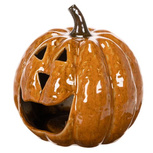 Keraaminen kurpitsa halloween LED-koriste 15 cm | Floristik24.fi
