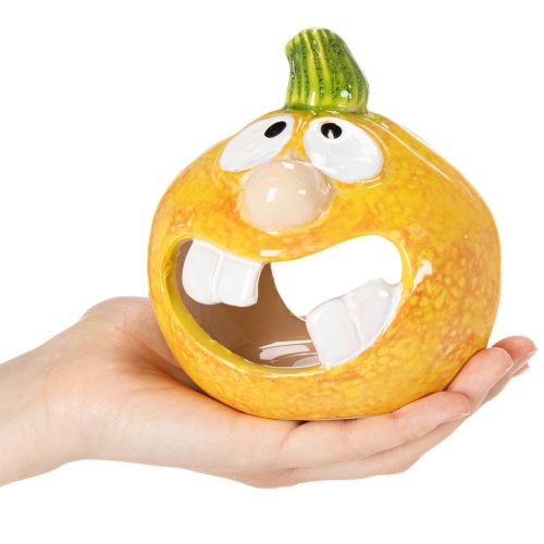 Kurpitsa-koristehahmo ja tuikkukuppi, hauska naama, syyskoriste, 12 cm, 2 kpl | Floristik24.fi