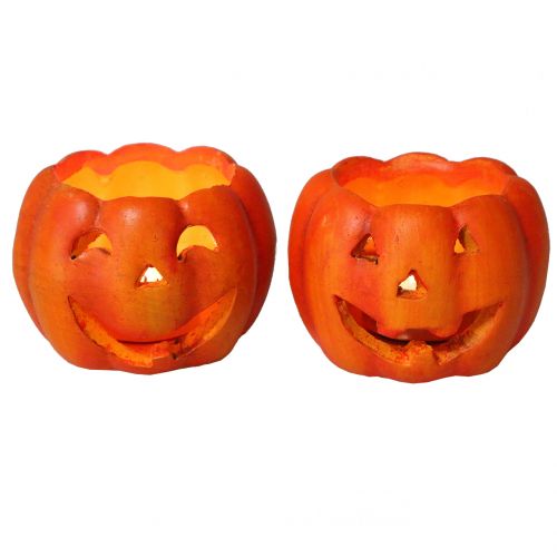Floristik24 Kurpitsalyhty oranssi Ø8,5cm K6,5cm 2kpl 2kpl