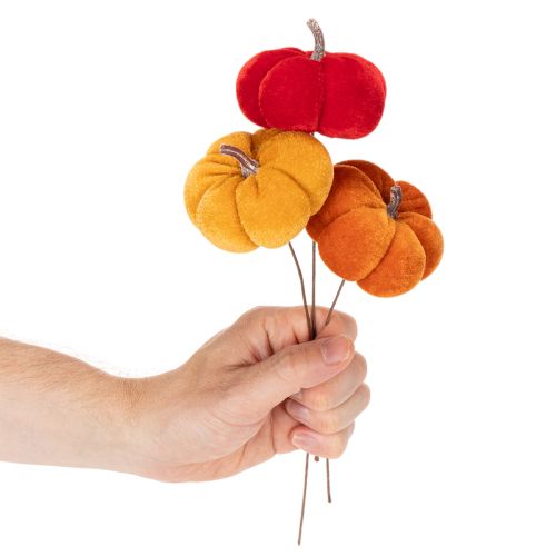Koristeellinen kurpitsa langalla, syyskoriste, sametti, kolmivärinen setti, 8 cm, 9 palaa | Floristik24.fi