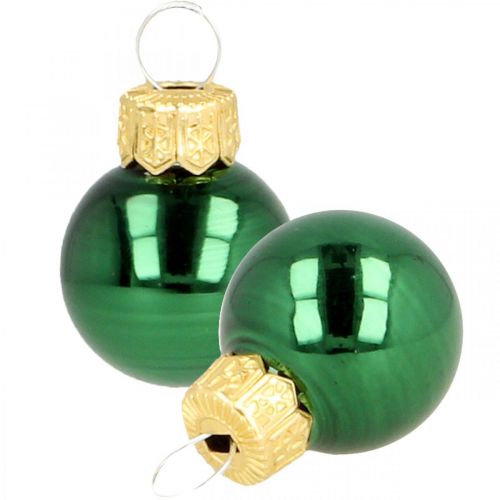 Floristik24 Mini joulupallot lasinvihreä matta/kiiltävä Ø2cm 44p