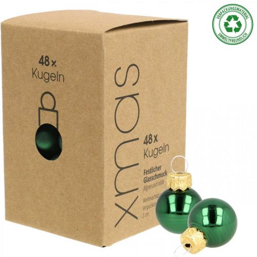 Floristik24 Mini joulupallot lasinvihreä matta/kiiltävä Ø2cm 44p