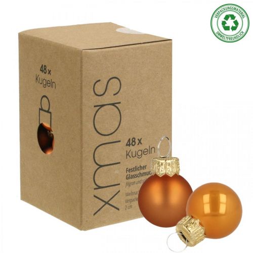kohteita Mini joulupallot lasi oranssi matta/kiiltävä Ø2cm 44p