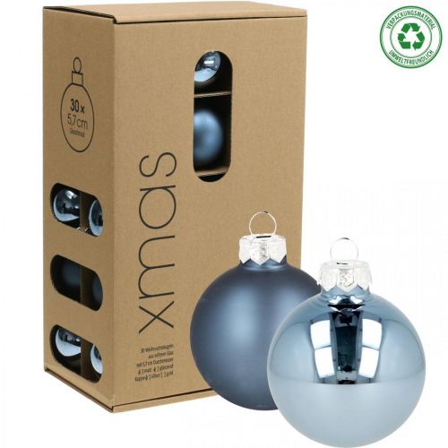 Floristik24 Joulupallot lasisininen matta kiiltävä Ø5,5cm 26kpl