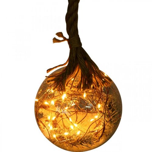 LED pallolumikuusi sisällä Ø14cm 30L lämmin valkoinen ajastin