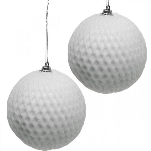 Floristik24 Joulupallo Valkoinen hunajakenno joulukuusi pallo Ø8cm 6kpl