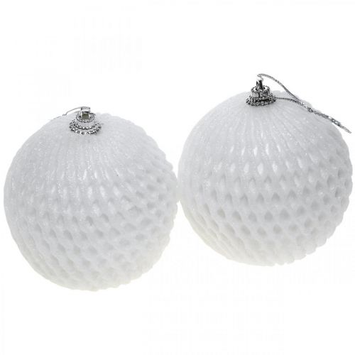 Floristik24 Joulupallo Valkoinen hunajakenno joulukuusi pallo Ø8cm 6kpl