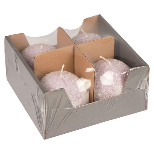 kohteita Pyöreät kynttilät Purple Snowball Glitter Ball Kynttilät 8 cm 4 kpl pakkaus