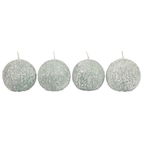 Pallikynttilät 8 cm pyöreät kynttilät vihreä lumipallo glitter 4 kpl