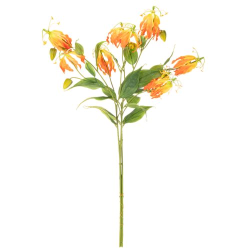 Keinotekoinen Gloriosa-oranssi kukka pitkillä varsilla maljakoihin 80 cm 3 kpl | Floristik24.fi