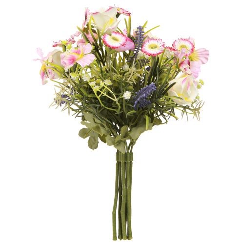 kohteita Keinotekoinen kukkakimppu kermanvaaleanpunaisen violetinvihreänä Ø18cm K25cm