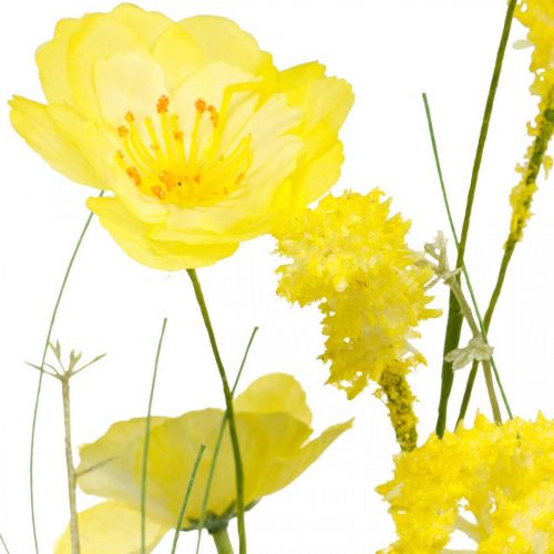 Floristik24 Kimppu keltaisia tekokukkia, unikot ja ranunculus nippuna, silkkikukkia, kevätkoristeita L45cm