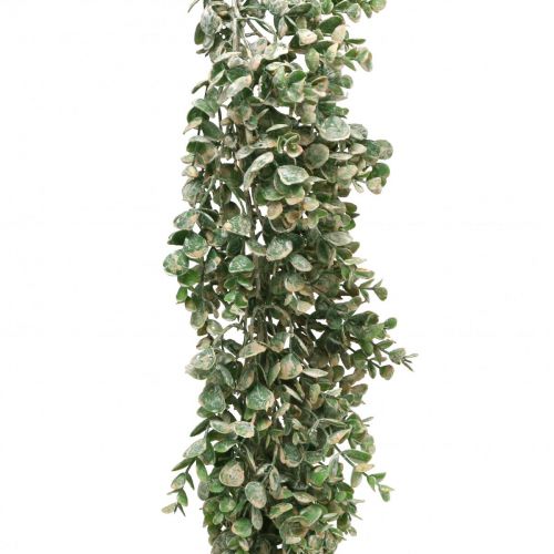 Floristik24 Keinotekoinen puksipuuseppele vihreä valkoinen pesty L148cm