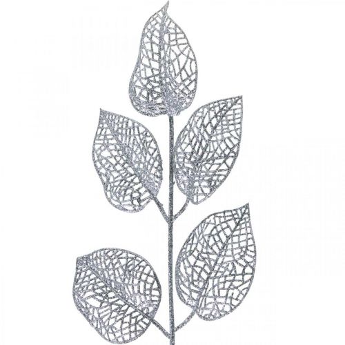 Tekokasveja, oksakoristeita, deco-lehtihopea glitteriä L36cm 10kpl