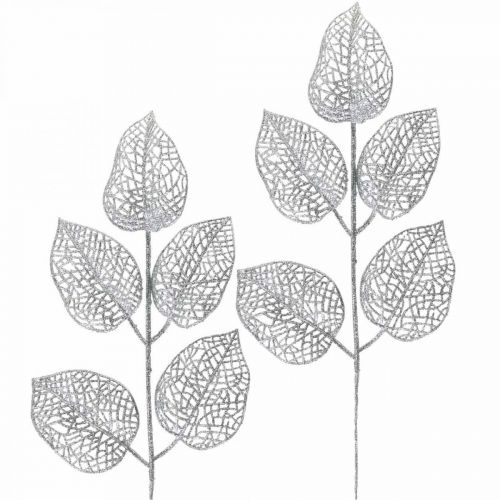 Tekokasveja, oksakoristeita, deco-lehtihopea glitteriä L36cm 10kpl