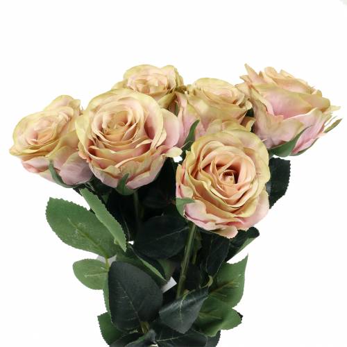 Floristik24 Keinotekoinen ruusutäytteinen kerma, vaaleanpunainen Ø6cm L37cm 6kpl