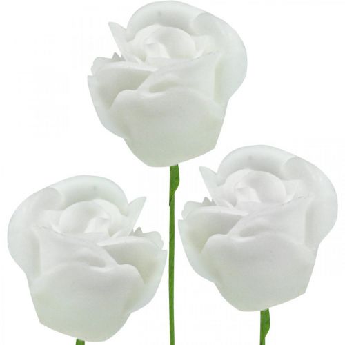 Floristik24 Keinotekoiset ruusut kermavaha ruusut deco ruusut vaha Ø6cm 18 kpl